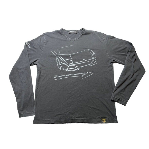 Automobili Lamborghini Mens Black Long Sleeve T-Shirt Size Medium Racing Italy - Picture 1 of 13